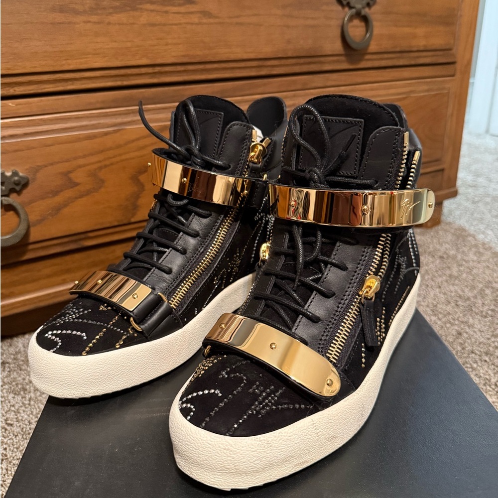 Giuseppe Zanotti Black Sneakers with Gold Details Men Sneakers Size 42